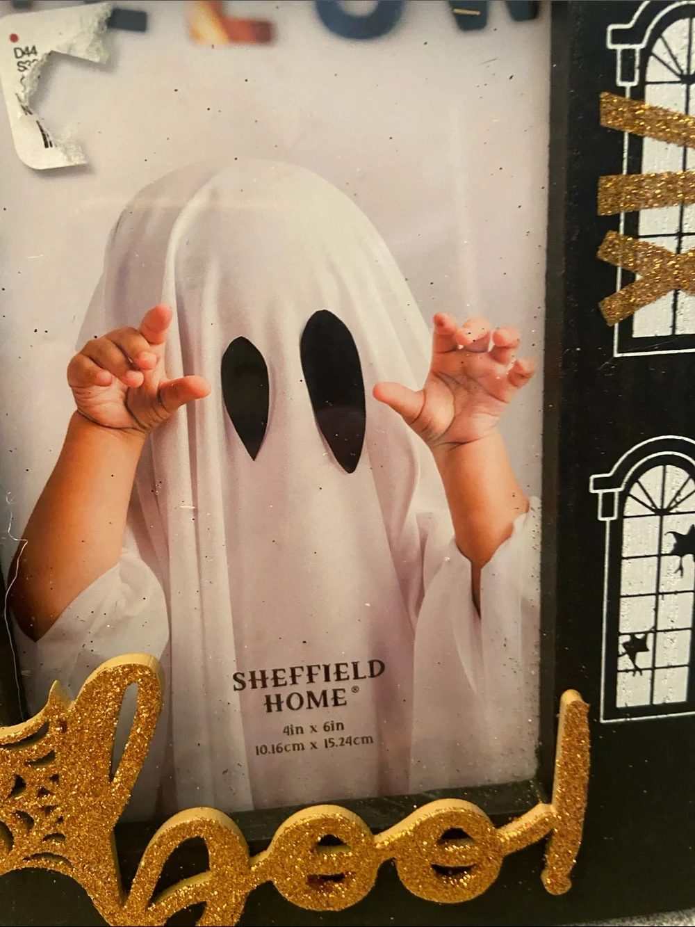 Sheffield Home Black and Gold Halloween House Frame with 'Boo' Accent